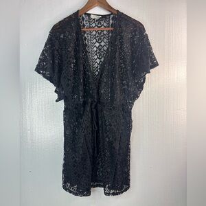 J. Valdi XL Elegant Black Lace Mini-Dress Swim Coverup Resortwear